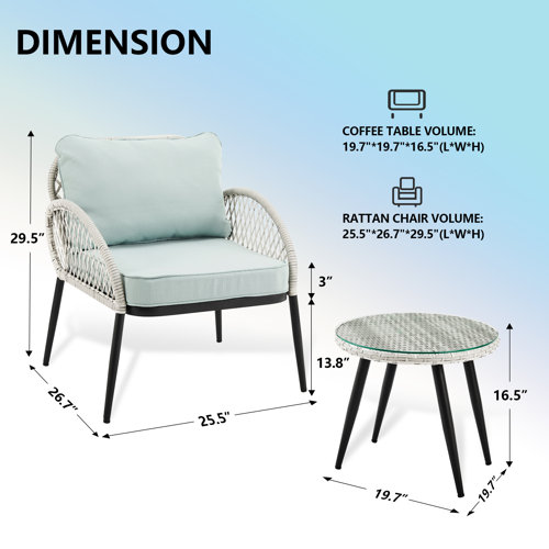 Corrigan Studio® Wicker/rattan 2 Person Seating Group With Cushions